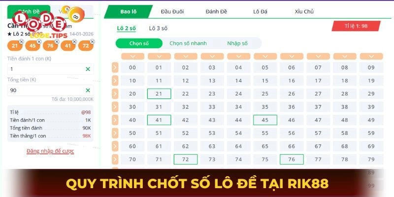 Quy trình chốt số lô đề tại Rik88 dành cho tân thủ